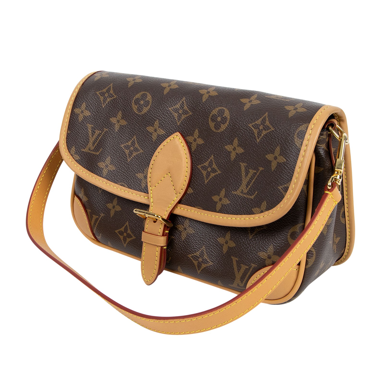 路易威登 LOUIS VUITTON Diane 腋下包法棍 單肩背包 經典帆布 M45985 晶片款 棕原花DIANE法棍包　スト欠品 背帶