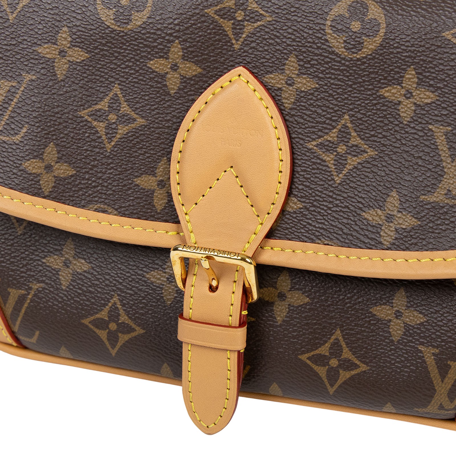 路易威登 LOUIS VUITTON Diane 腋下包法棍 單肩背包 經典帆布 M45985 晶片款 棕原花DIANE法棍包　スト欠品 背帶