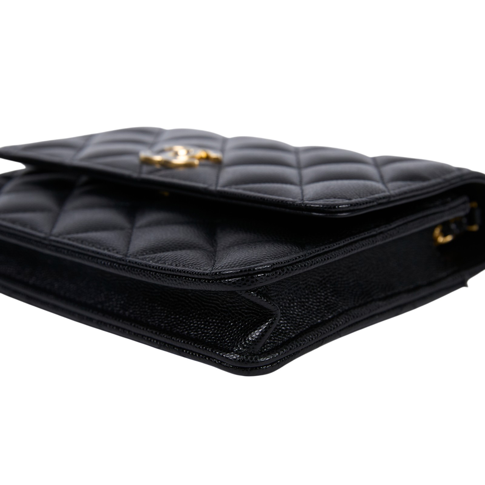 香奈兒 CHANEL 雙C LOGO WOC 單肩包 斜肩包 AP3755 晶片款 黑荔枝星星背帶WOC 18CM 原廠盒子/防塵袋