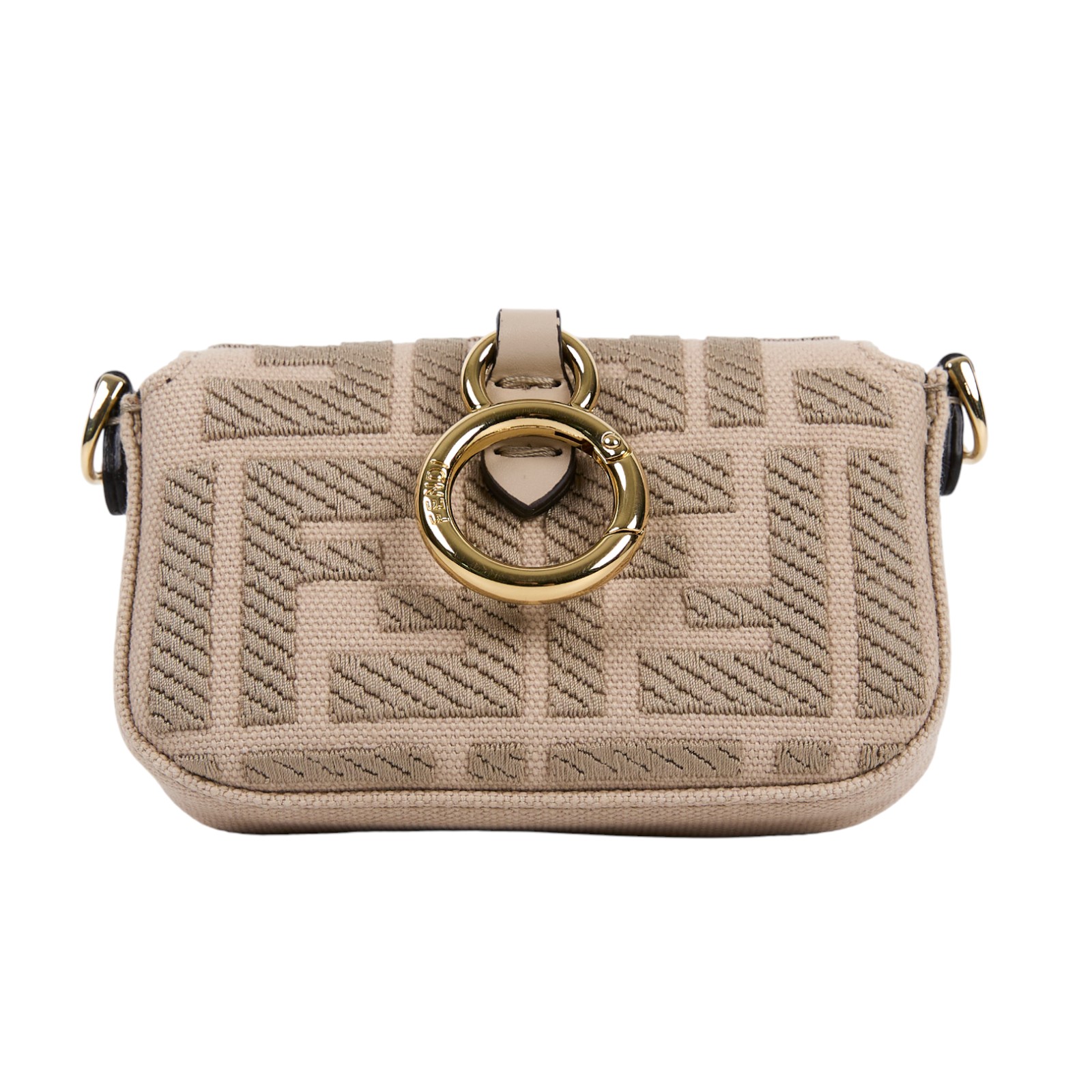 芬迪 FENDI FF Logo Nano Baguette 包款吊飾 7AS045A9P6 奶茶帆布NANO BAGUETTE 無附屬品