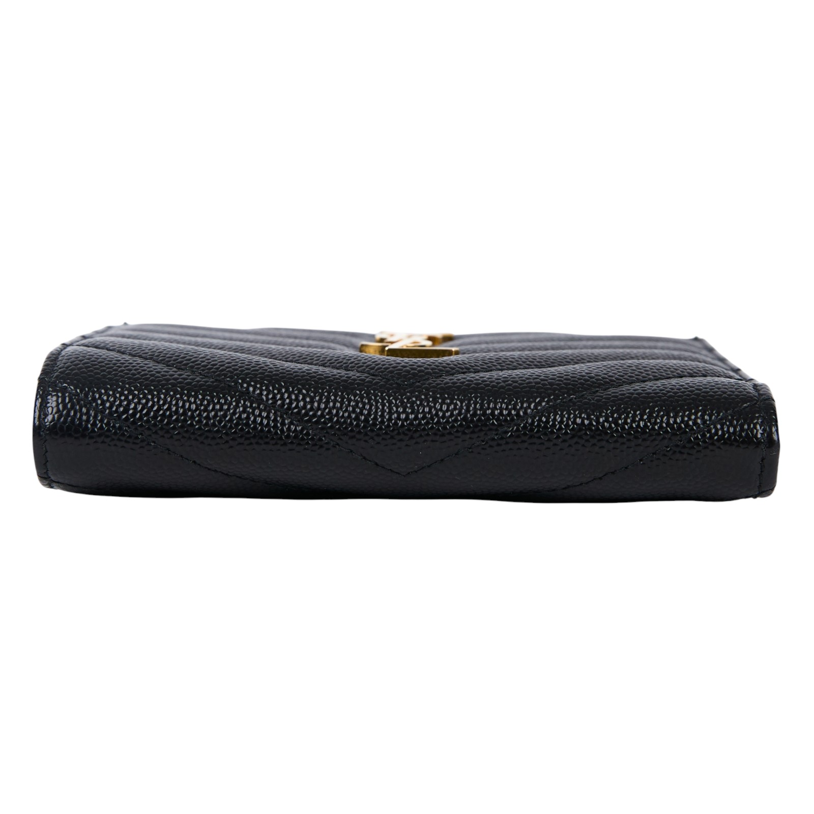 聖羅蘭 YSL SAINT LAURENT Monogram 粒面壓紋皮革 拉鏈 兩摺錢包 金色五金 668287BOW01  原廠盒子/防塵袋