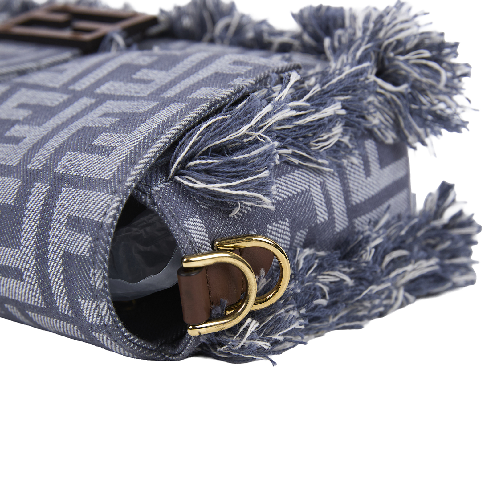 芬迪 FENDI Baguette 手提包 藍色丹寧效果 FF提花 8BR600AUT4 丹寧FF BAGUETTE法棍包 原廠盒子/防塵袋/背帶/購買證明