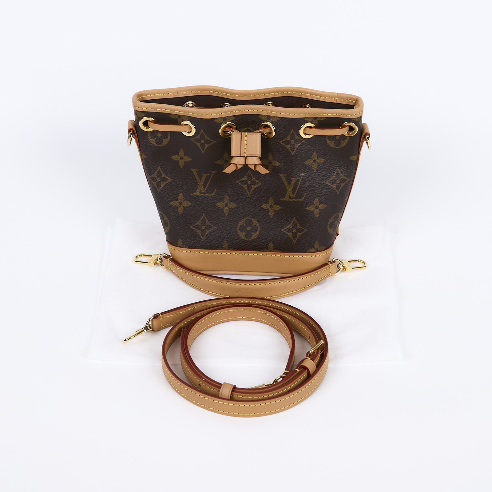 路易威登 LOUIS VUITTON Nano Noé 原花 束口水桶包 M81266 晶片款 原花NANO NOE 無附屬品