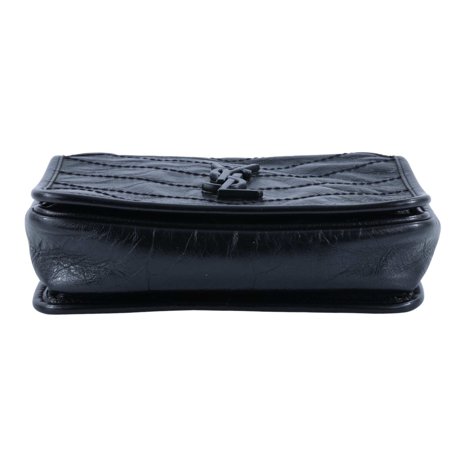 聖羅蘭 YSL SAINT LAURENT Niki 復古皮革 手袋 銀色五金 5831030EN04 黑NIKI WOC 原廠盒子/防塵袋