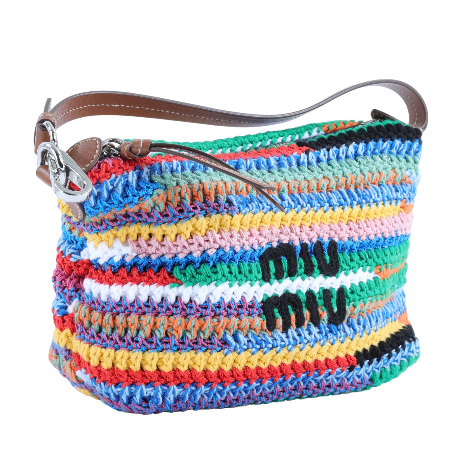 繆繆 MIU MIU Fabric Crochet Pouch 隨身小包 5NE841 AF46 彩色毛呢HOBO 防塵袋/購買證明