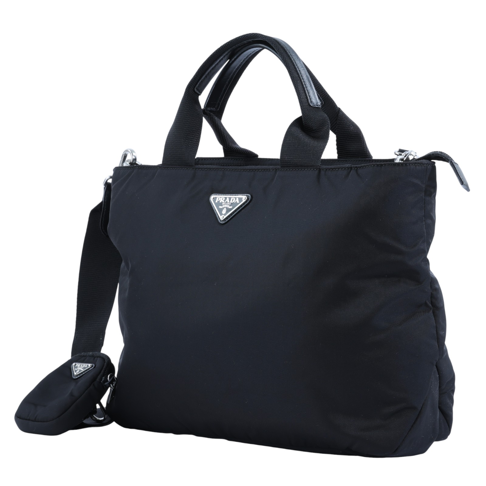 普拉達 PRADA Re-Nylon 托特包 1BG867_RV44 黑尼龍VERA NERO兩用包 防塵袋/購買證明/內袋