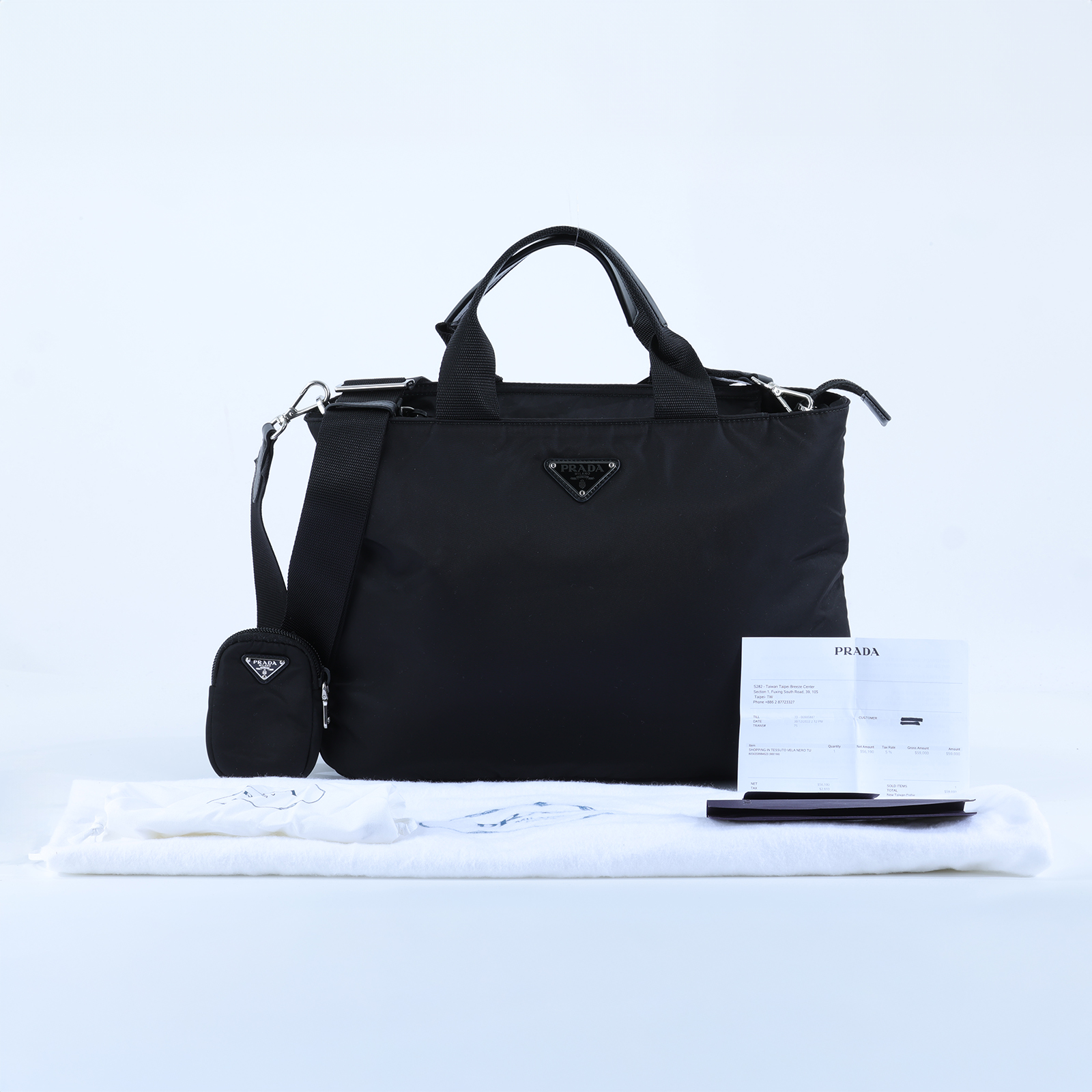 普拉達 PRADA Re-Nylon 托特包 1BG867_RV44 黑尼龍VERA NERO兩用包 防塵袋/購買證明/內袋