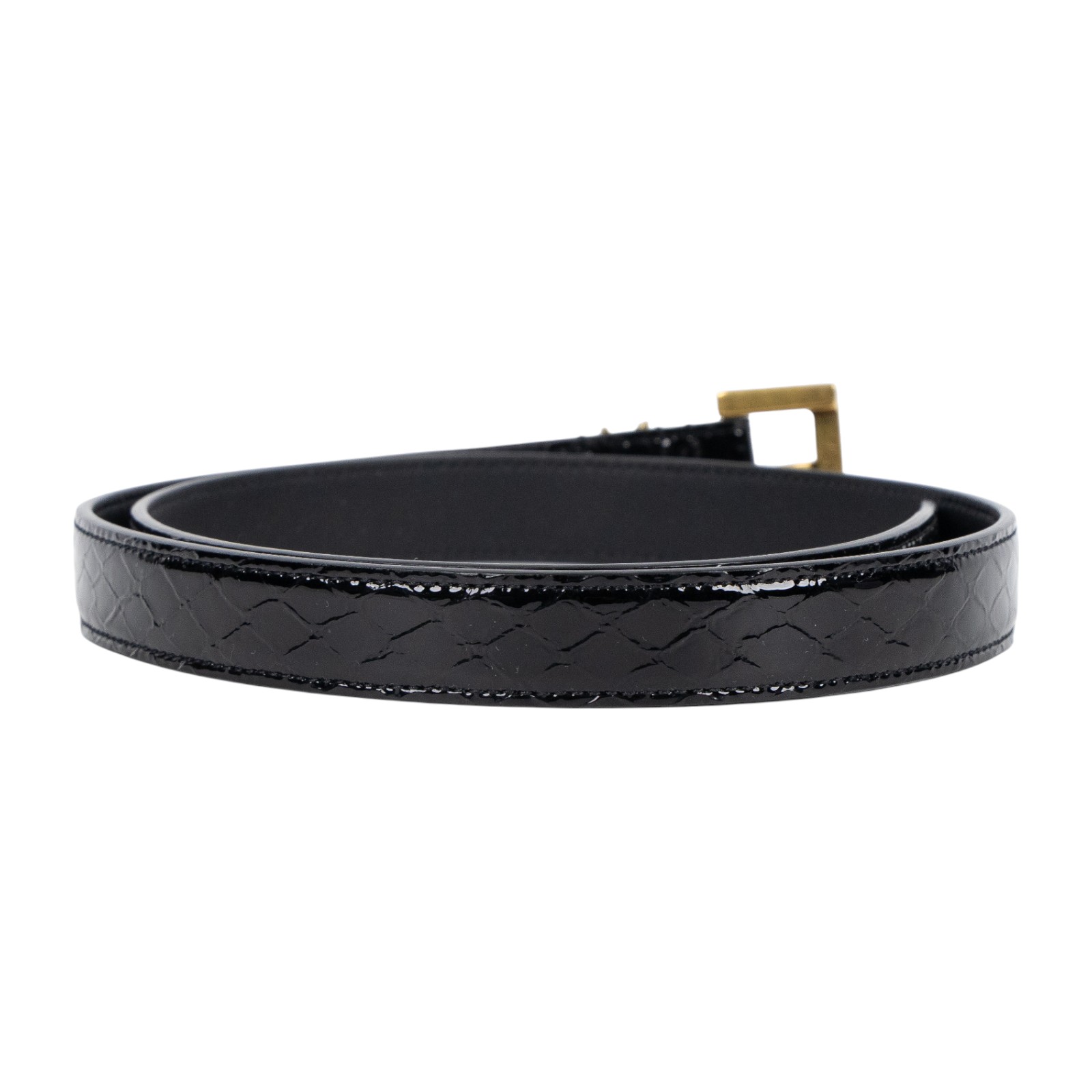 聖羅蘭 YSL SAINT LAURENT Cassandre 光面BOX皮革 方形搭扣 幼身 腰帶 554465BOO0W_70  防塵袋