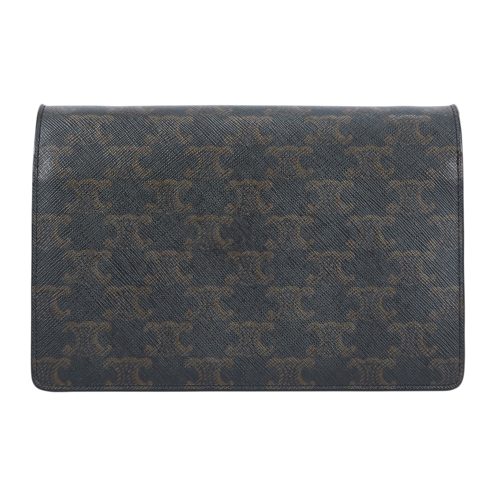 思琳 CELINE Triomphe 帆布  平滑羊皮 Strap 錢包 10D852CG9 黃褐色STRAP信封包 原廠盒子/防塵袋/購買證明