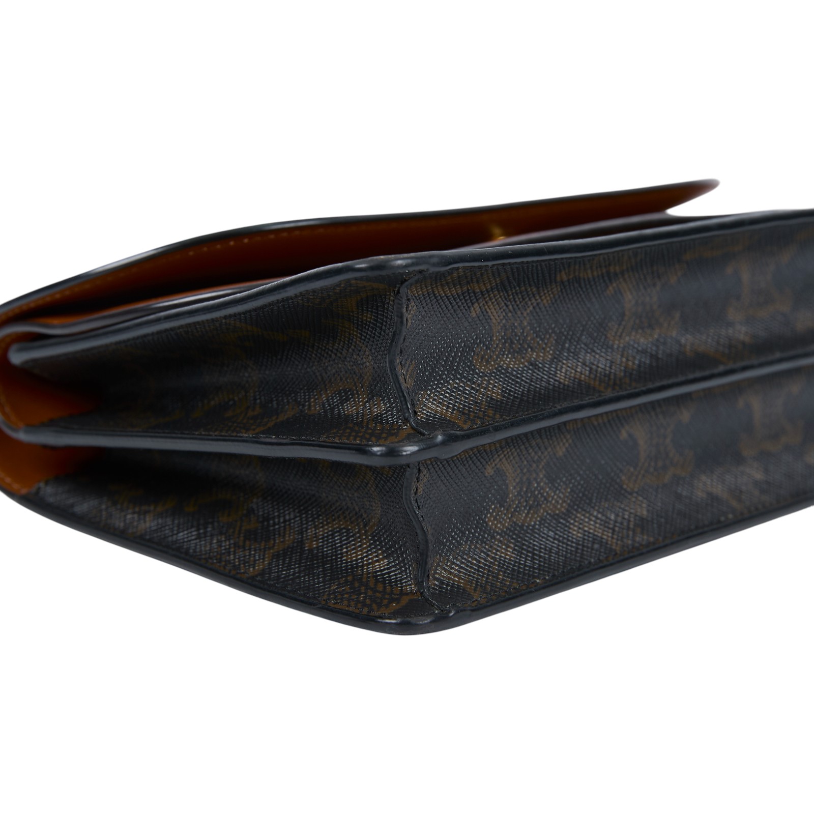 思琳 CELINE Triomphe 帆布  平滑羊皮 Strap 錢包 10D852CG9 黃褐色STRAP信封包 原廠盒子/防塵袋/購買證明