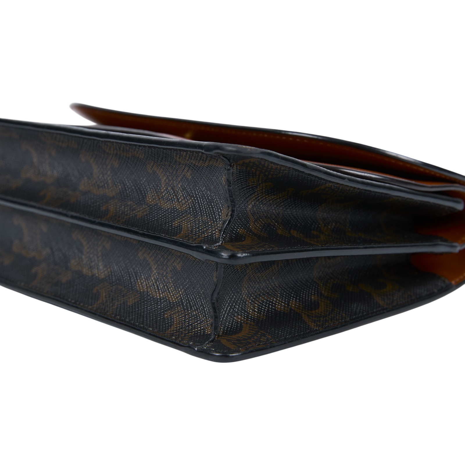 思琳 CELINE Triomphe 帆布  平滑羊皮 Strap 錢包 10D852CG9 黃褐色STRAP信封包 原廠盒子/防塵袋/購買證明