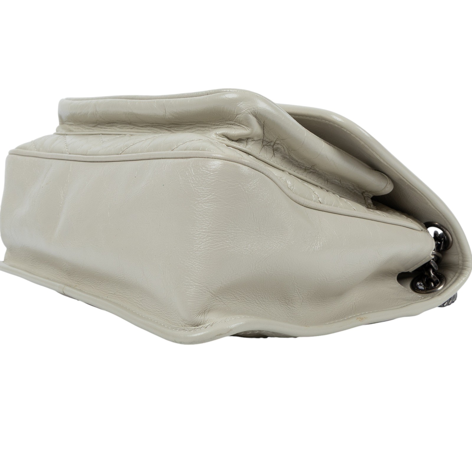 聖羅蘭 YSL SAINT LAURENT Niki 復古皮革 中型手袋 銀色五金 6331580EN04 白NIKI中號 防塵袋