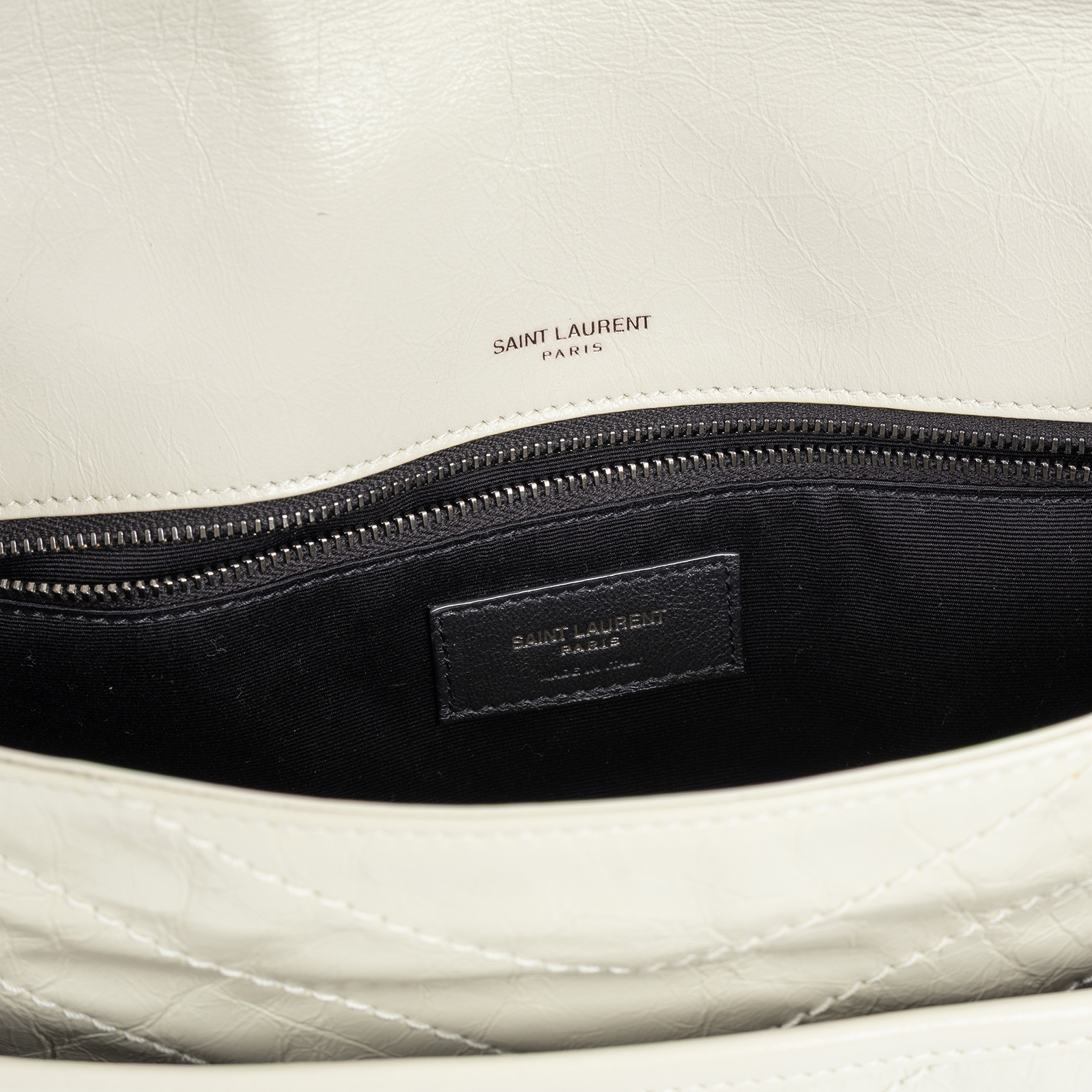 聖羅蘭 YSL SAINT LAURENT Niki 復古皮革 中型手袋 銀色五金 6331580EN04 白NIKI中號 防塵袋