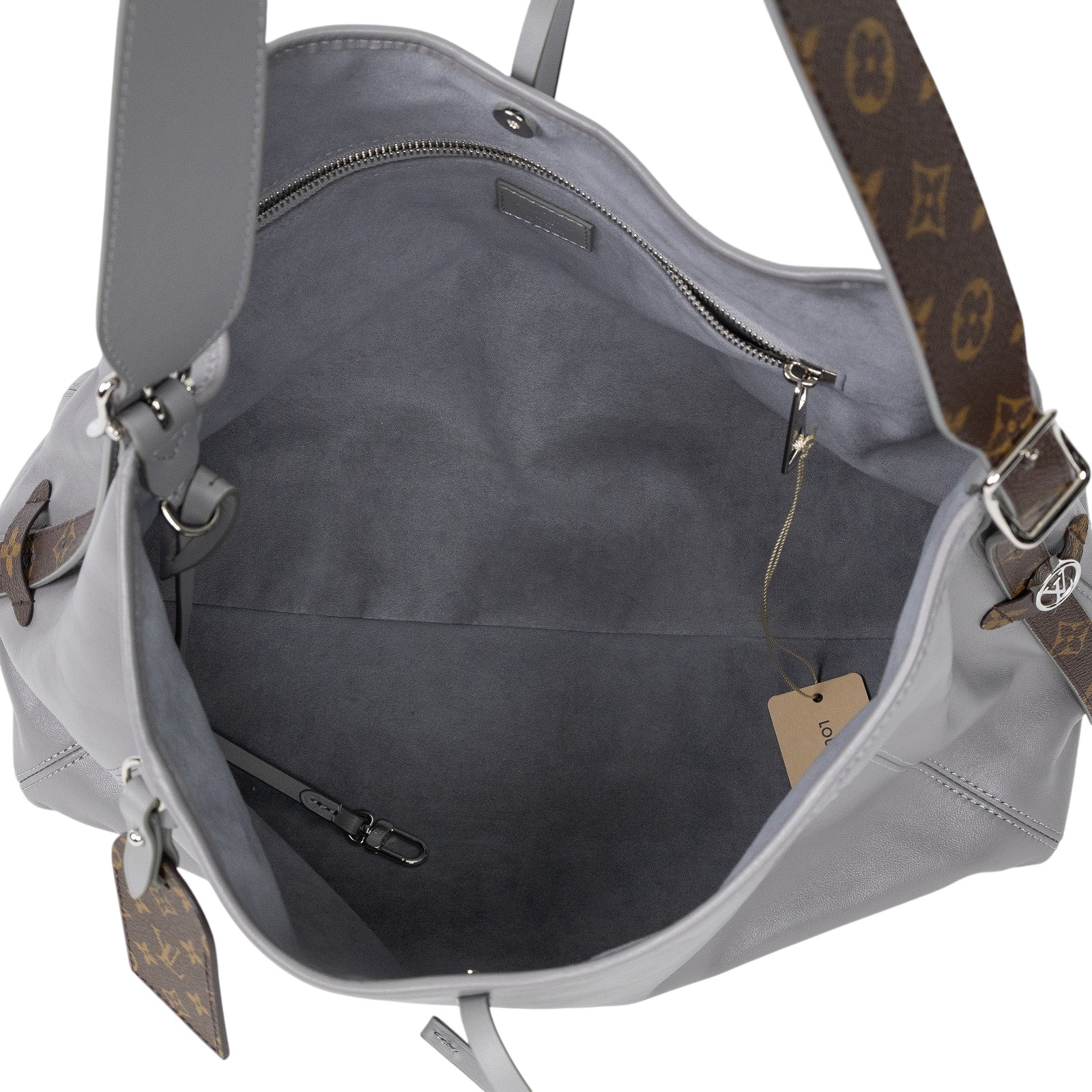 路易威登 LOUIS VUITTON CarryAll Vibe MM 手提 肩背包 2024 秋冬時裝秀 灰色 M12583 晶片款  原廠盒子/防塵袋