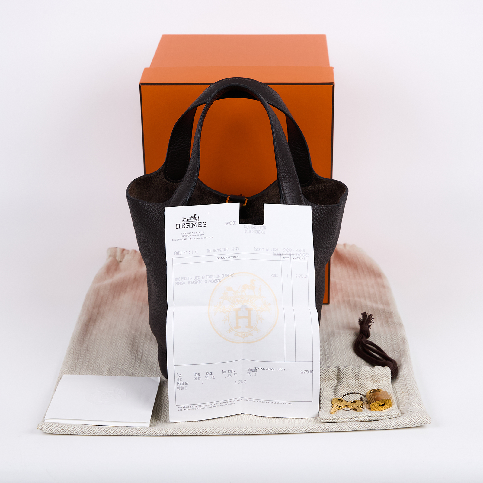 愛馬仕 Hermes Picotin Lock 18 菜籃子包 金色五金 黑檀木色 H056289CC39 /BMM003AF  原廠盒子/防塵袋/購買證明/鎖組