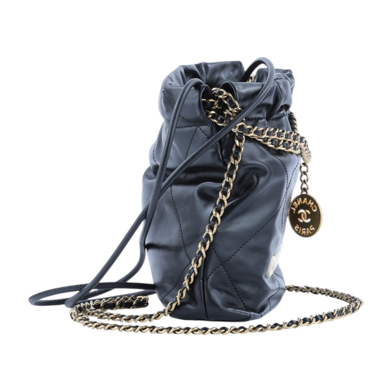 香奈兒 CHANEL 22 迷你 束口包 AS3980 晶片款 黑金22 MINI 無附屬品