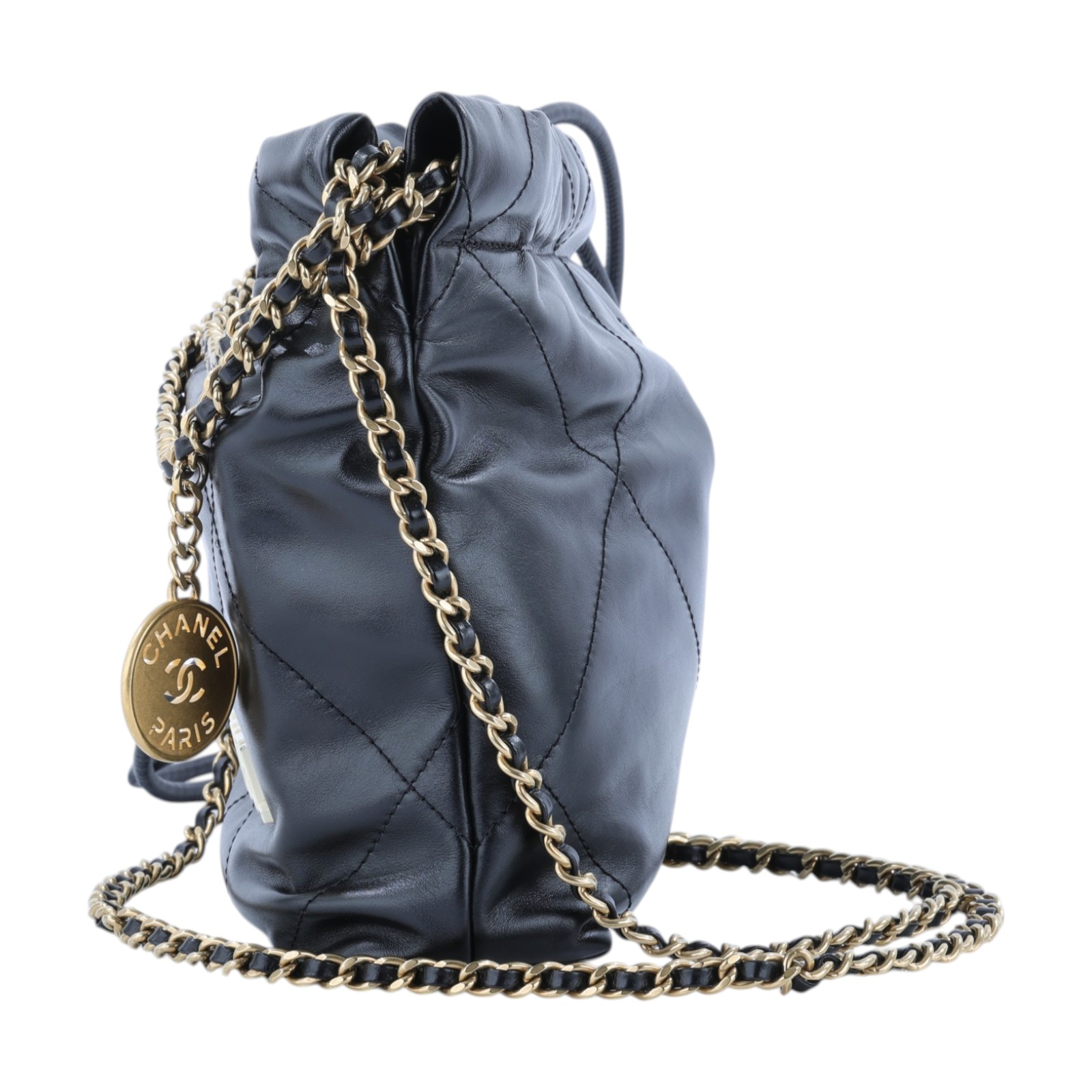 香奈兒 CHANEL 22 迷你 束口包 AS3980 晶片款 黑金22 MINI 無附屬品