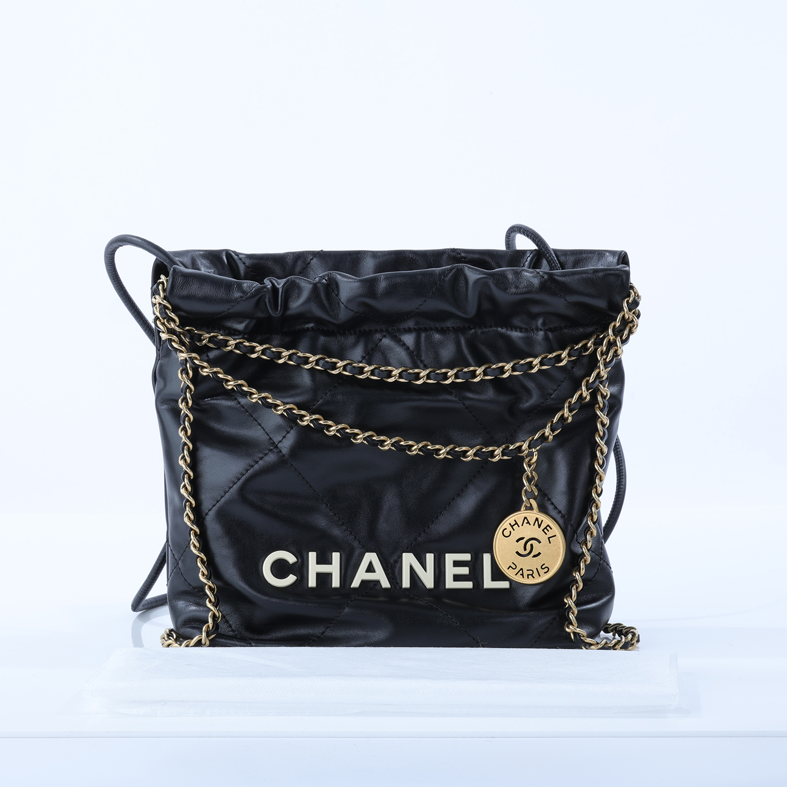 香奈兒 CHANEL 22 迷你 束口包 AS3980 晶片款 黑金22 MINI 無附屬品