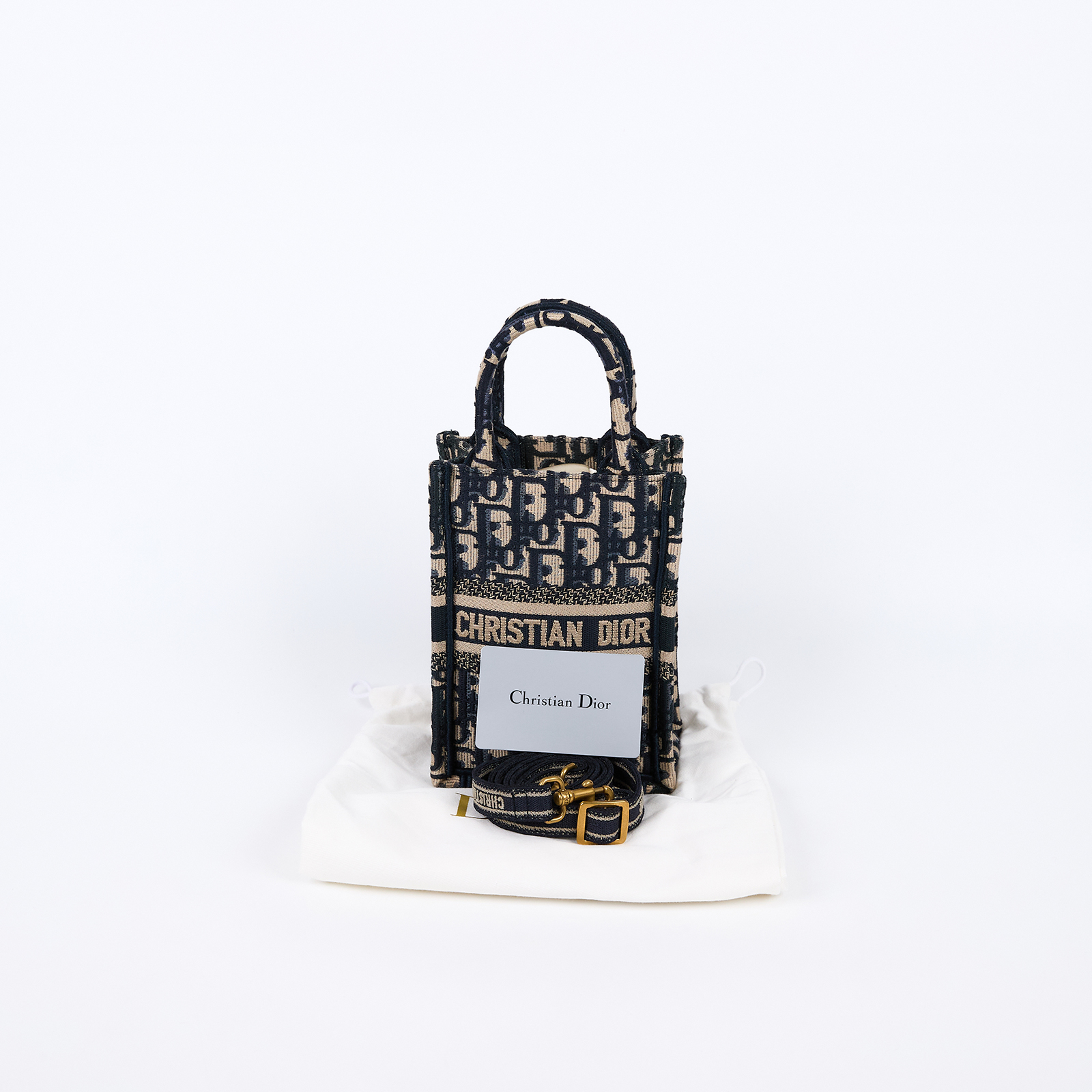 迪奧 CHRISTIAN DIOR Book Tote 迷你 直向 肩背 托特包 S5555CRIW 藍緹花帆布直立BOOK TOTE MINI 防塵袋