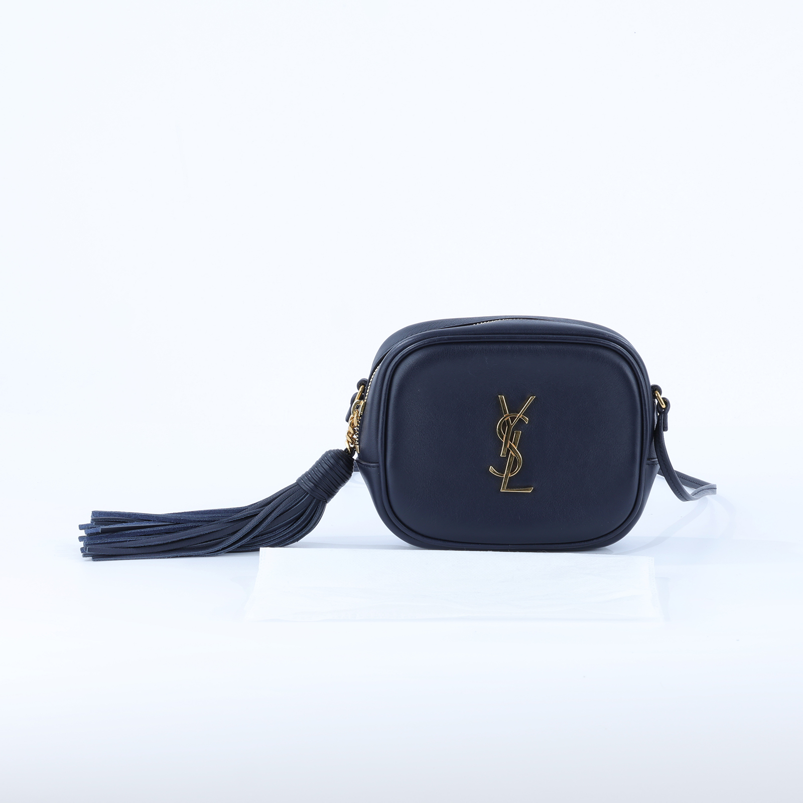 聖羅蘭 YSL SAINT LAURENT Blogger 斜挎包 425317BJ58J  深藍色 LOU流蘇相機包 無附屬品