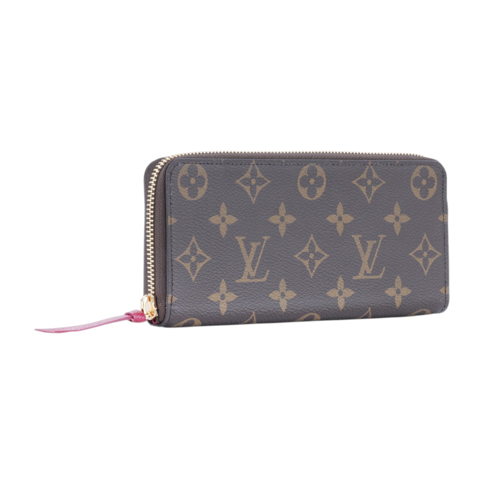 路易威登 LOUIS VUITTON Clémence 錢包 拉鍊 長夾 經典帆布 紫紅色 M60742 晶片款 原花Clémence拉鍊長夾 原廠盒子/防塵袋