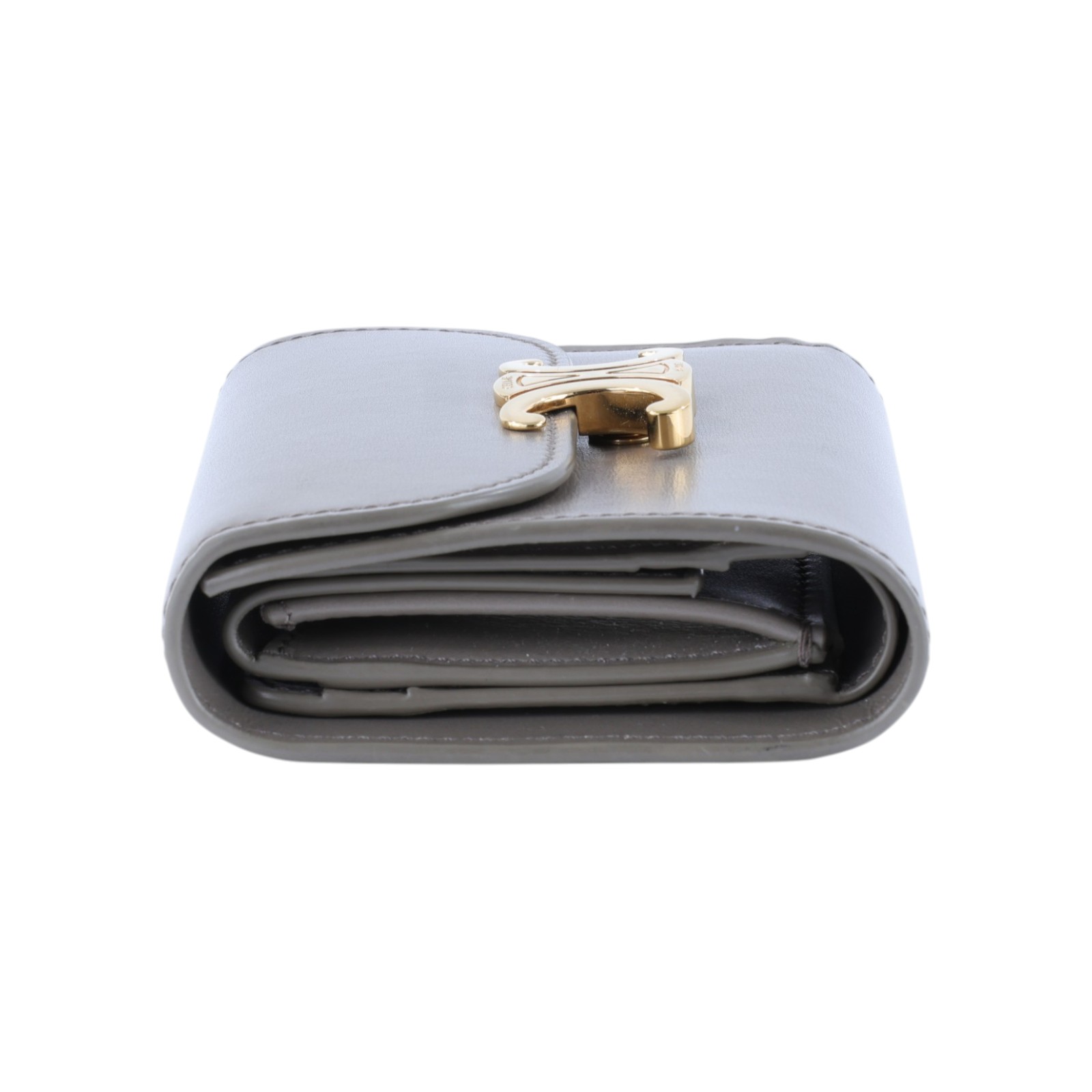 思琳 CELINE 亮面牛皮革 小型 TRIOMPHE COMPACT 銀包連零錢格 10D783DPV 凱旋三折短夾 原廠盒子/防塵袋