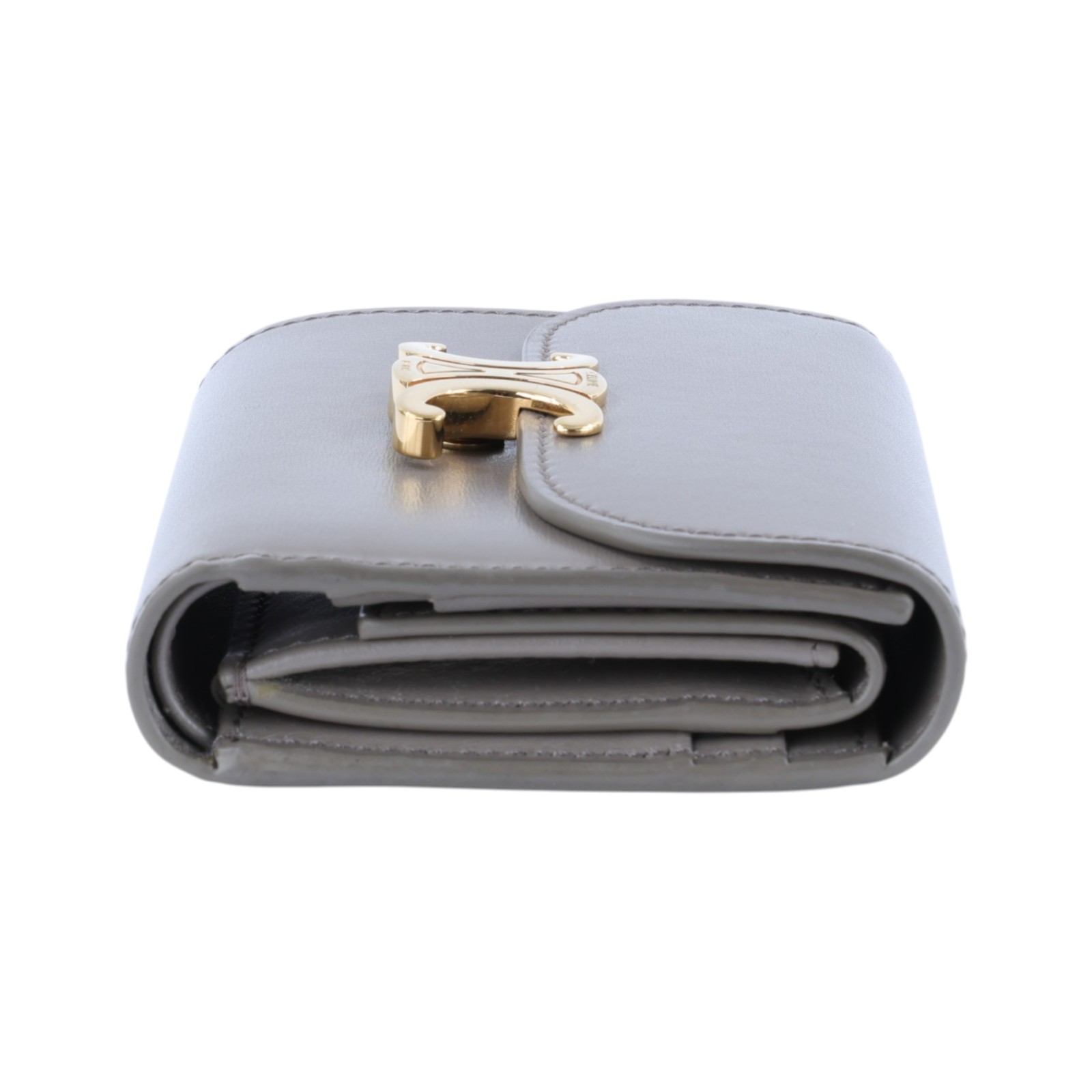 思琳 CELINE 亮面牛皮革 小型 TRIOMPHE COMPACT 銀包連零錢格 10D783DPV 凱旋三折短夾 原廠盒子/防塵袋