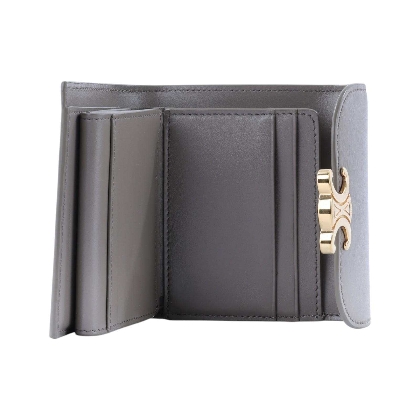 思琳 CELINE 亮面牛皮革 小型 TRIOMPHE COMPACT 銀包連零錢格 10D783DPV 凱旋三折短夾 原廠盒子/防塵袋