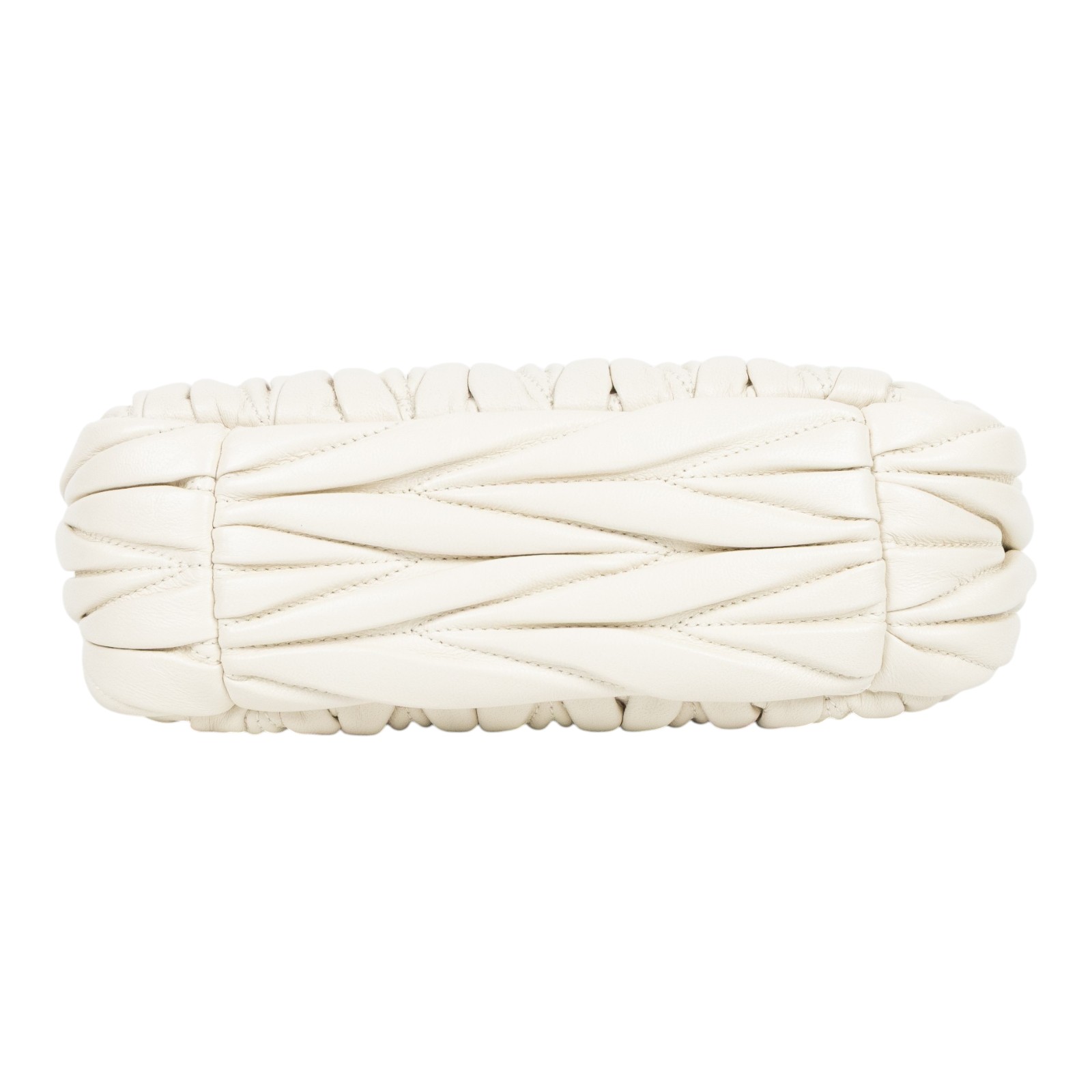 繆繆 MIU MIU Wander Matelasse 納帕皮革半月形手袋 5BC125_AN88 白抓皺WANDER半月包 小號 防塵袋