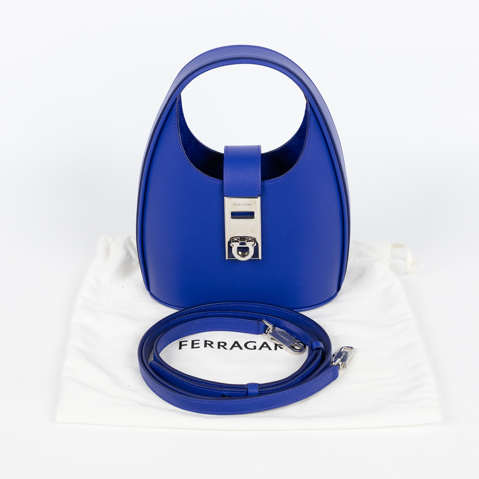 菲拉格慕 SALVATORE FERRAGAMO Gancini 扣飾 手提包 迷你  藍 S.HOBO MINI 防塵袋