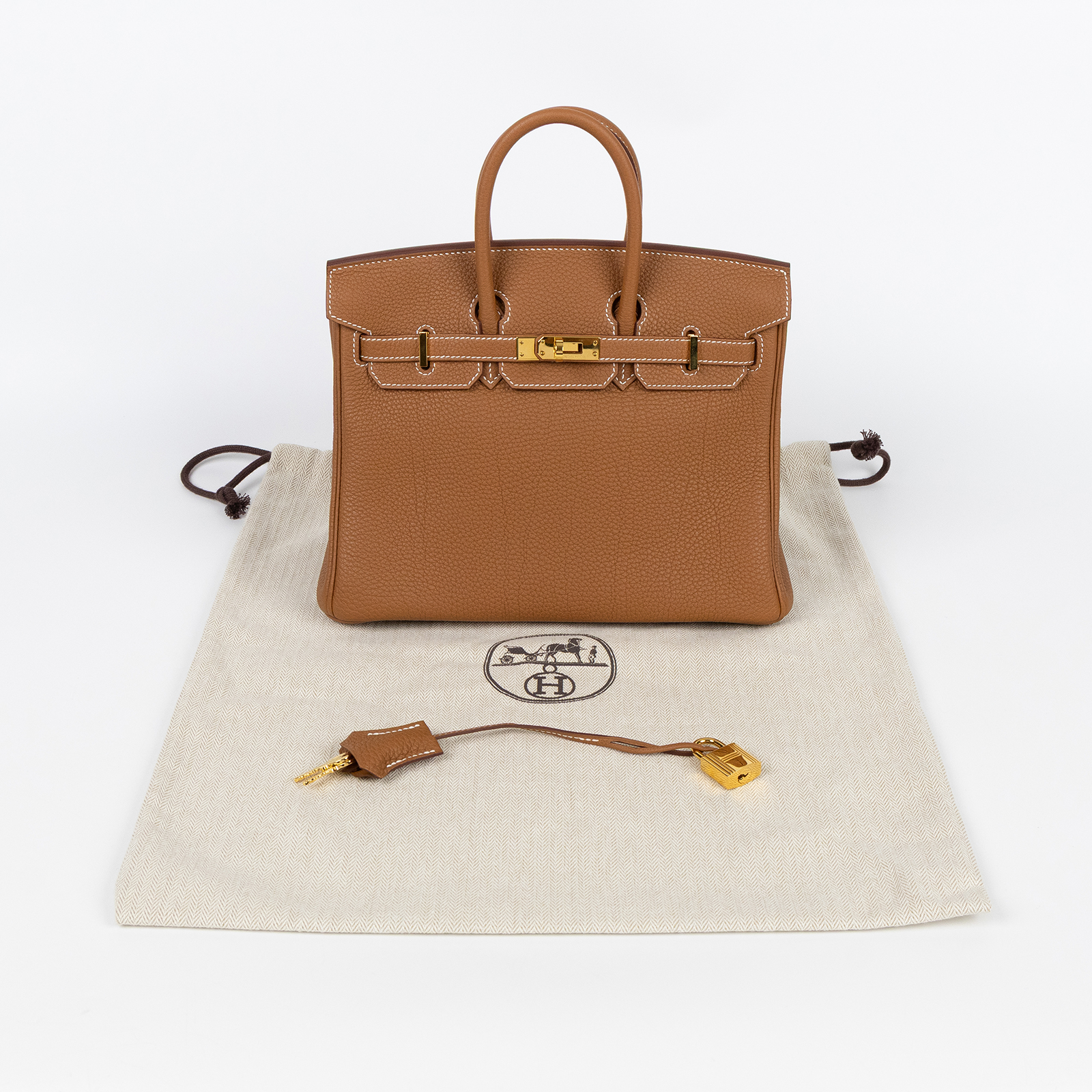 愛馬仕 Hermes Birkin Bag 柏金包 25 BK25 WPY524NF W刻金棕BIRKIN 25 TOGO 防塵袋/鎖組