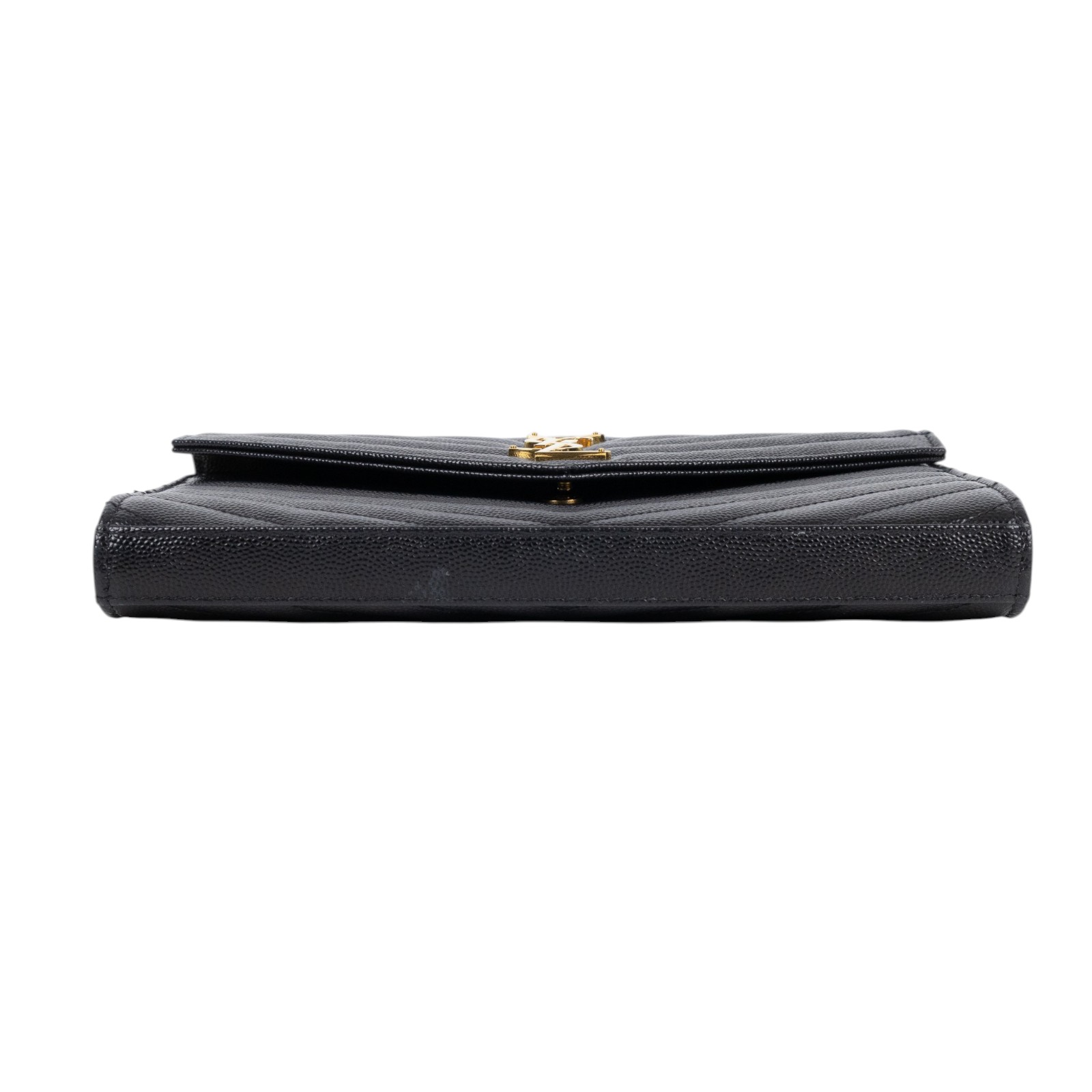 聖羅蘭 YSL SAINT LAURENT Cassandre 經典粒面皮革 鏈條 錢包 金色五金 377828BOW01 黑金魚子醬WOC 無附屬品