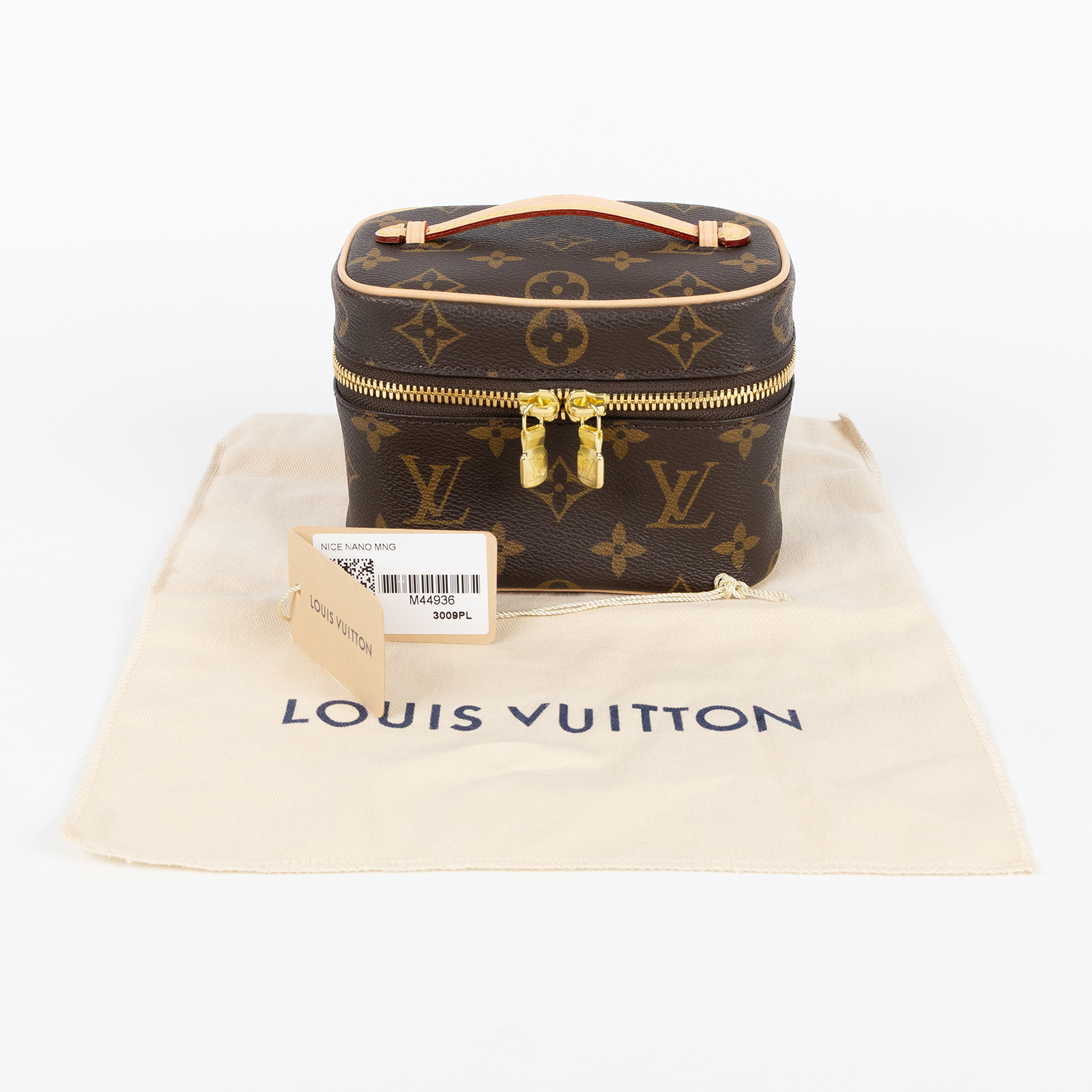 路易威登 LOUIS VUITTON Nice Nano 經典帆布 梳洗袋 化妝箱 M44936 晶片款 原花NICE NANO 防塵袋