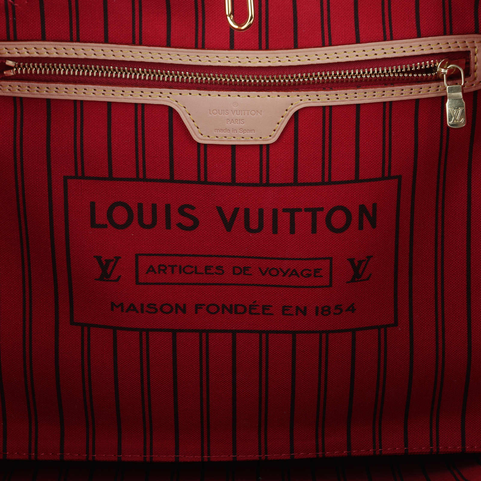 路易威登 LOUIS VUITTON Neverfull MM  經典帆布 肩背 購物袋 櫻桃紅內襯 M46987 原花NEVERFULL MM 防塵袋/小包