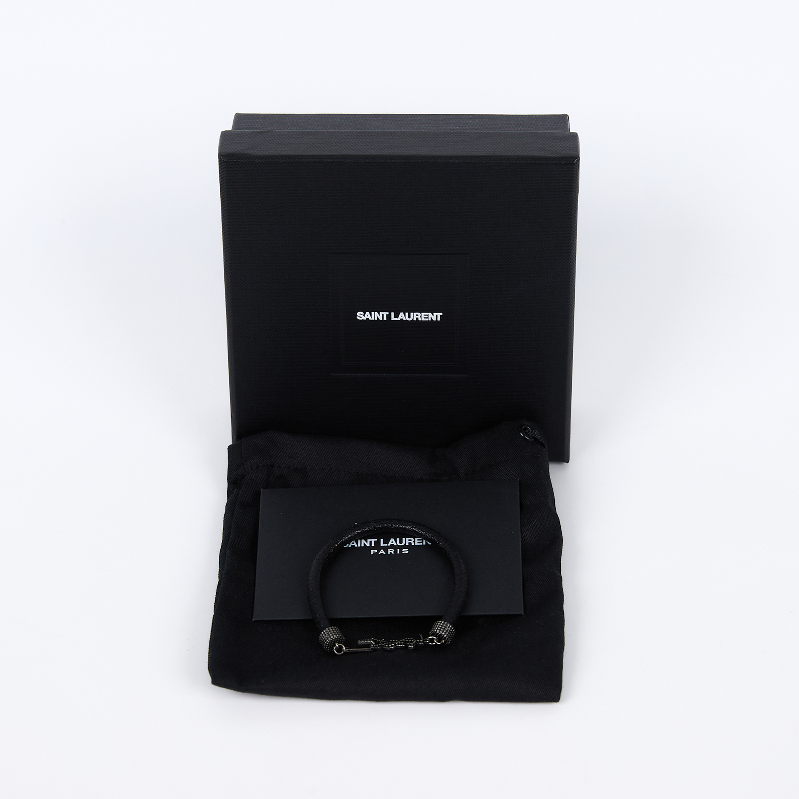 聖羅蘭 YSL SAINT LAURENT Opium 手環 7087900UZ0D 黑灰LOGO手環 原廠盒子/防塵袋