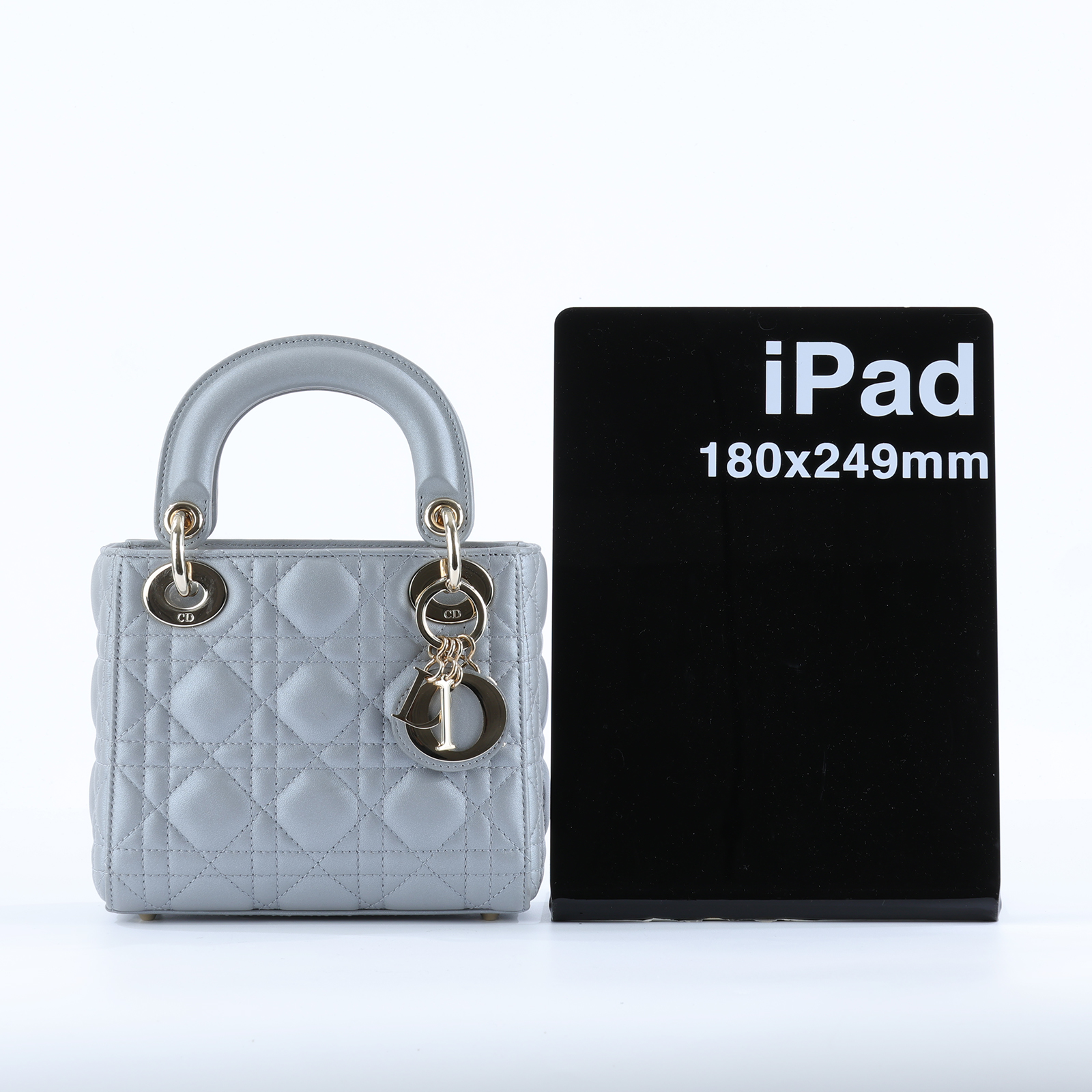 迪奧 CHRISTIAN DIOR Lady Dior 迷你 手提 肩背包 M505OADU 灰LADY DIOR MINI 原廠盒子/防塵袋/背帶/購買證明