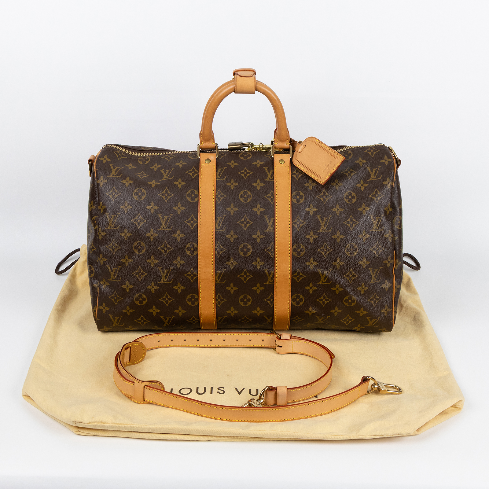 路易威登 LOUIS VUITTON Keepall Bandoulière 45 Monogram經典帆布 波士頓包  旅行袋 M41418  防塵袋/背帶(缺鑰匙)