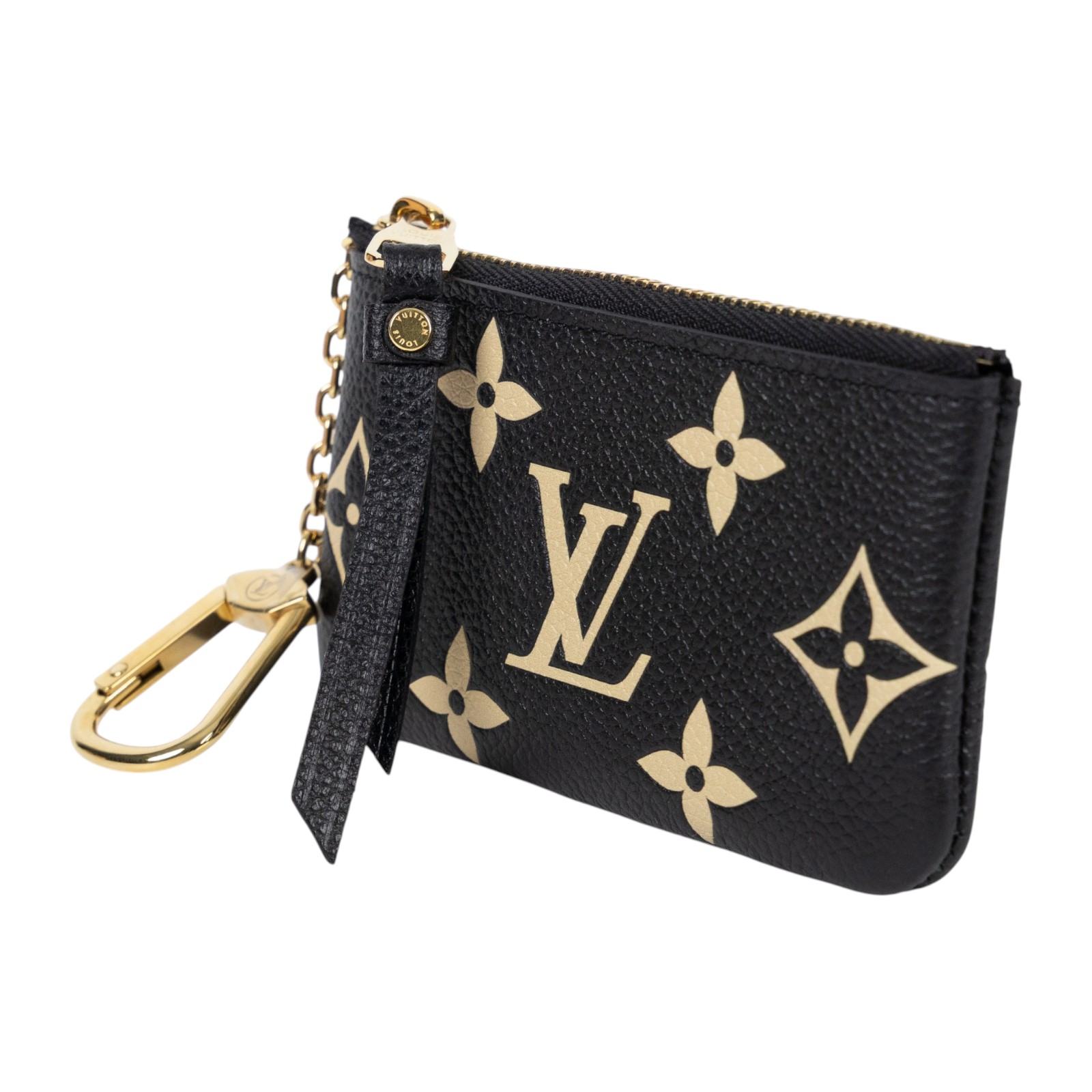 路易威登 LOUIS VUITTON 鑰匙零錢包 吊飾 黑色 米白色 M80885 黑色鑰匙零錢包 原廠盒子/防塵袋