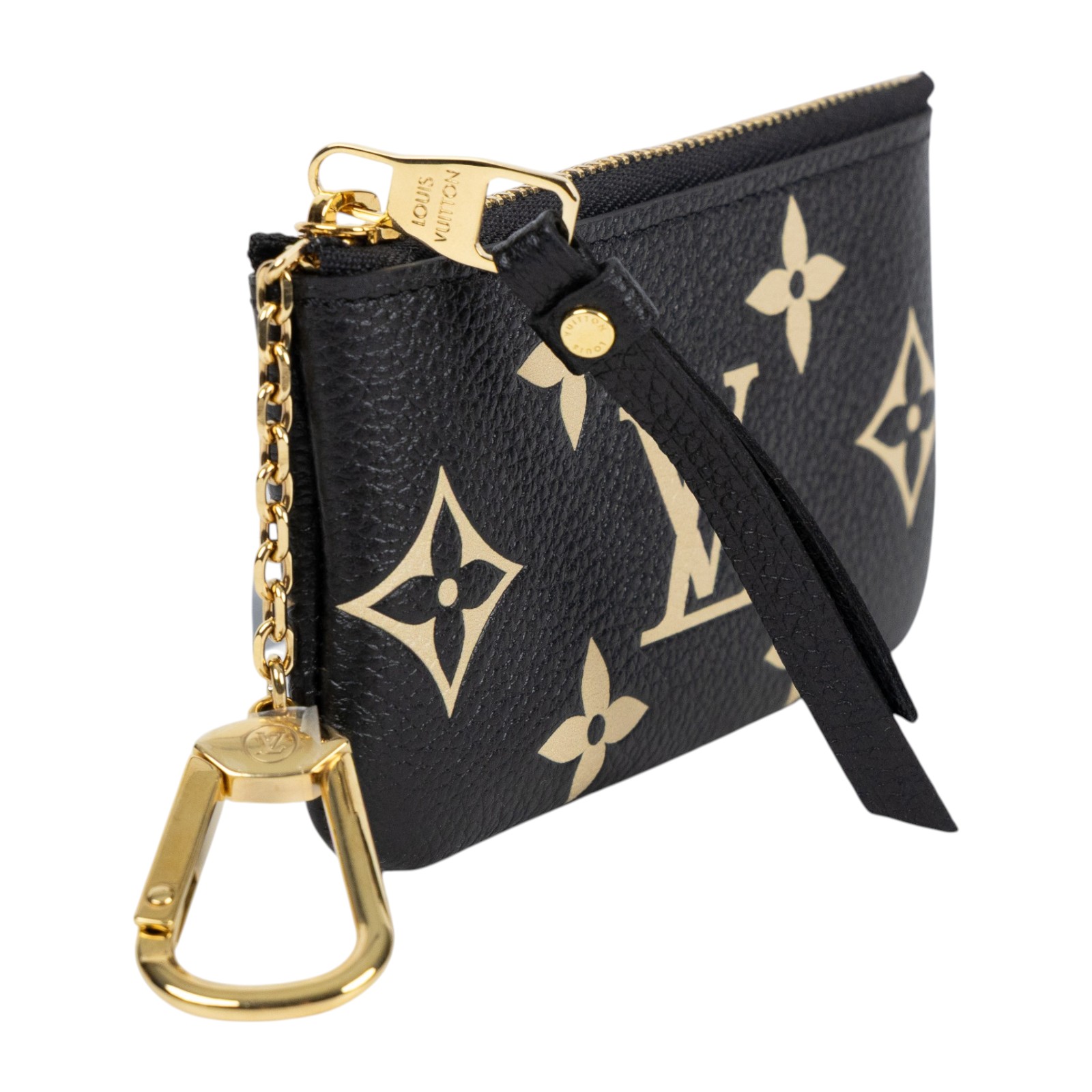 路易威登 LOUIS VUITTON 鑰匙零錢包 吊飾 黑色 米白色 M80885 黑色鑰匙零錢包 原廠盒子/防塵袋