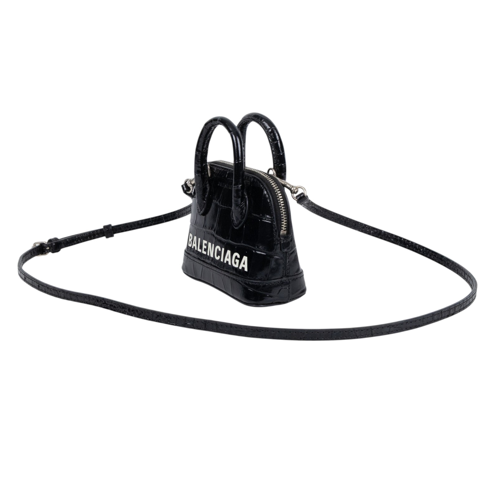 巴黎世家 BALENCIAGA Xxs Ville Top Handle 肩背 手提包 639766 黑兩用貝殼包 背帶