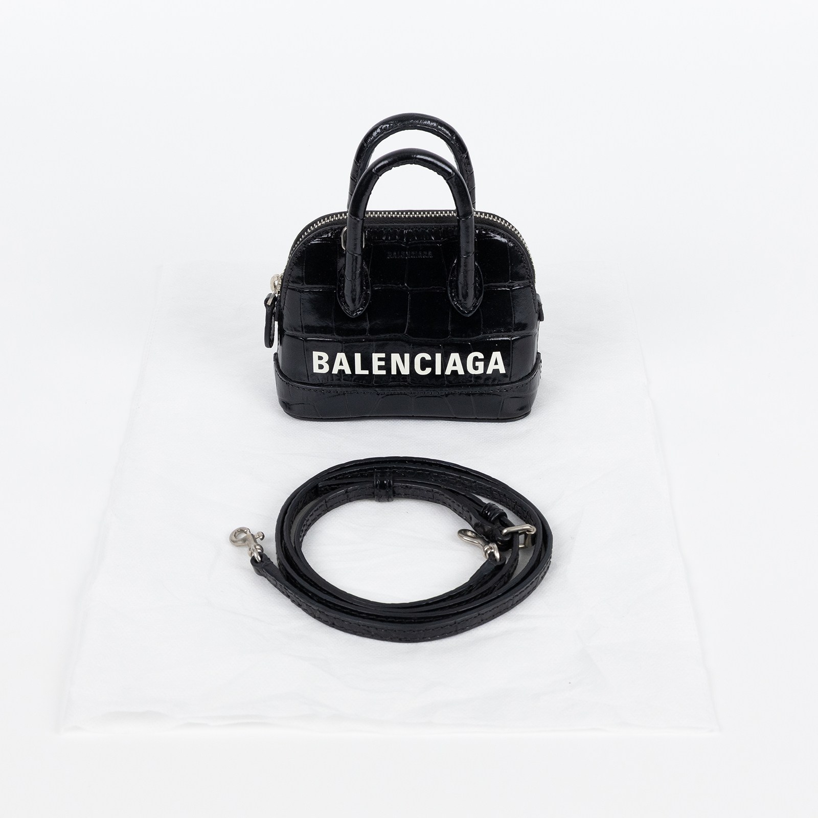 巴黎世家 BALENCIAGA Xxs Ville Top Handle 肩背 手提包 639766 黑兩用貝殼包 背帶