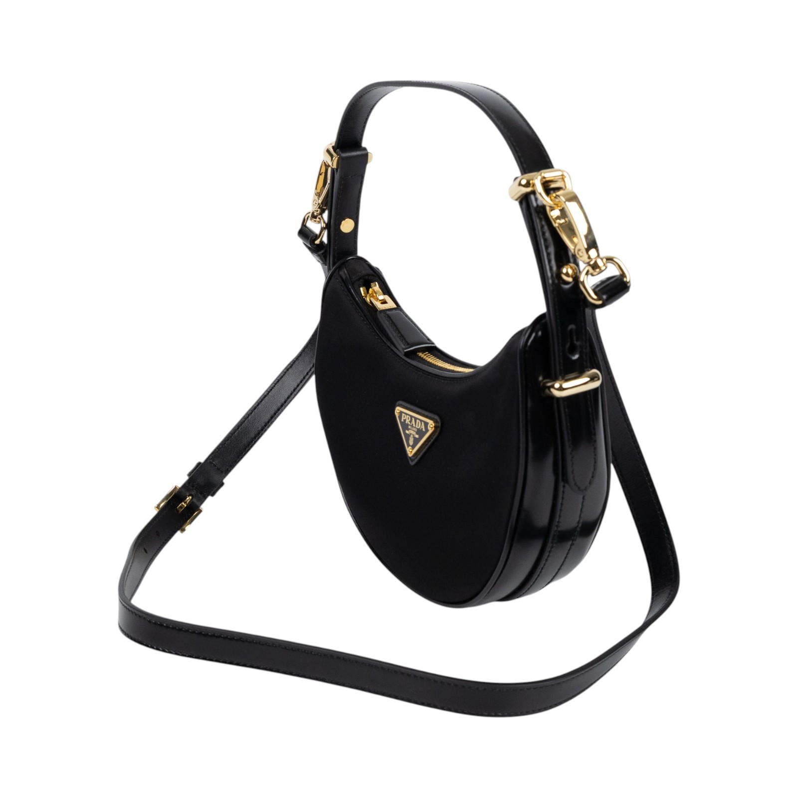 普拉達 PRADA Arque 皮革肩背袋 小型 1BL194_Nylon 黑尼龍小號Arque 防塵袋/背帶