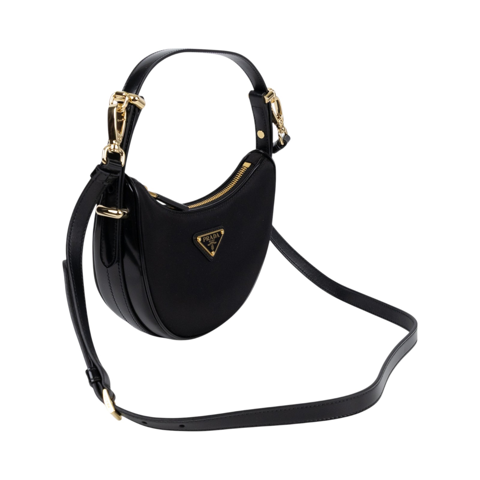 普拉達 PRADA Arque 皮革肩背袋 小型 1BL194_Nylon 黑尼龍小號Arque 防塵袋/背帶