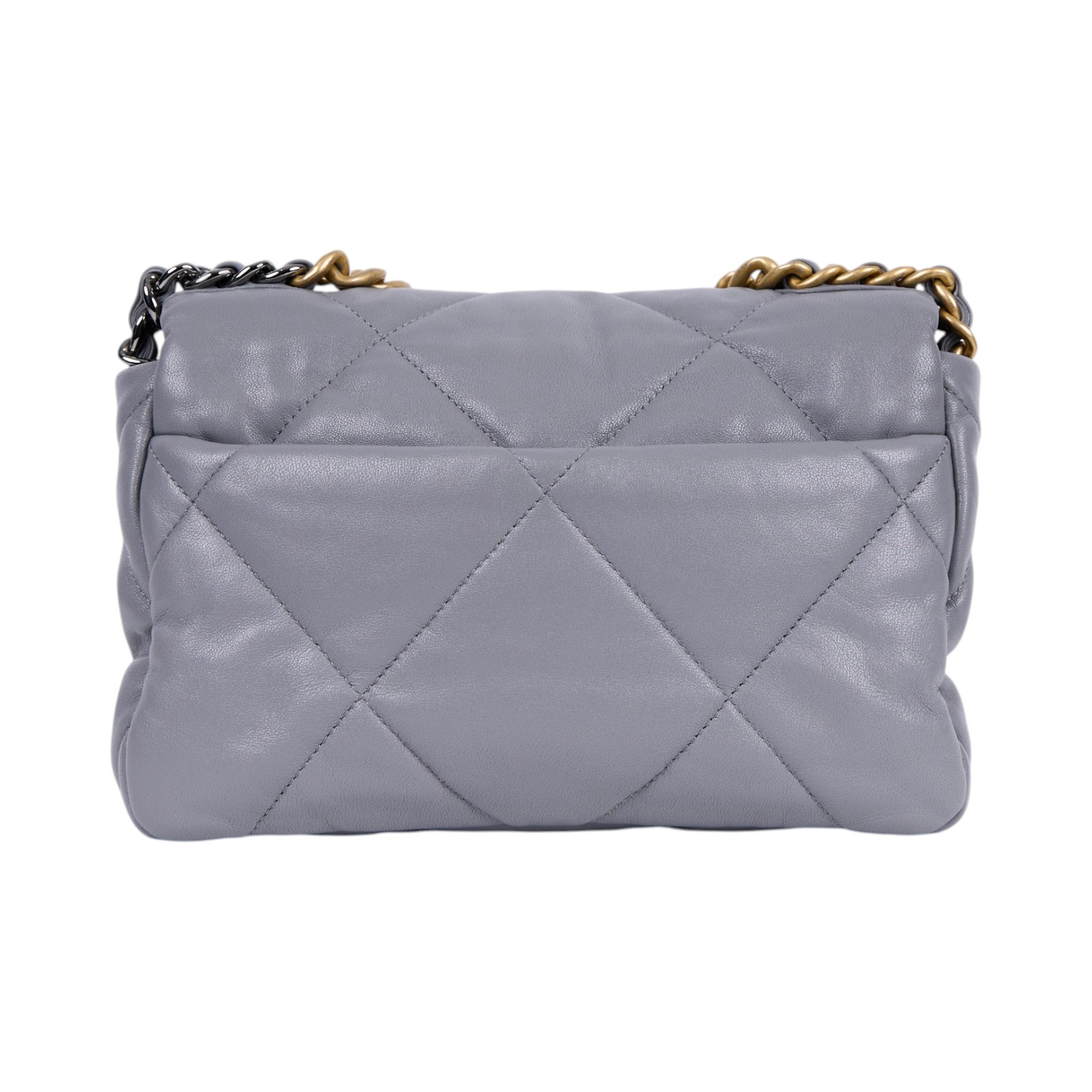 香奈兒 CHANEL 19 口蓋包 菱格紋 金銀鍊帶 手提 肩背包 AS1160 29開 灰19包 26CM 防塵袋/保證卡