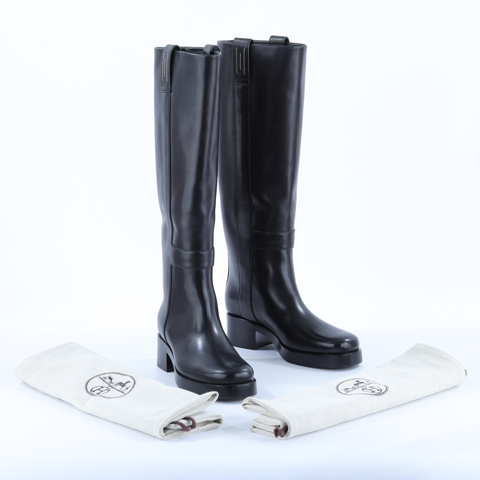 愛馬仕 Hermes Bottes Horse 長靴 H232032Zv02375 232032Z2308 黑長靴#37.5 防塵袋