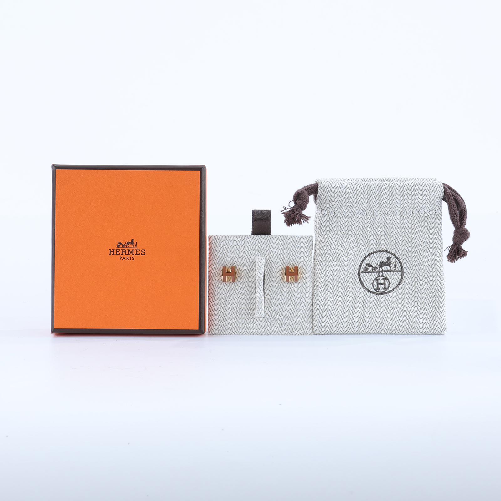 愛馬仕 Hermes Mini Pop H 耳釘 POPHE GD0226 棕Mini Pop H耳環 原廠盒子/防塵袋/內襯