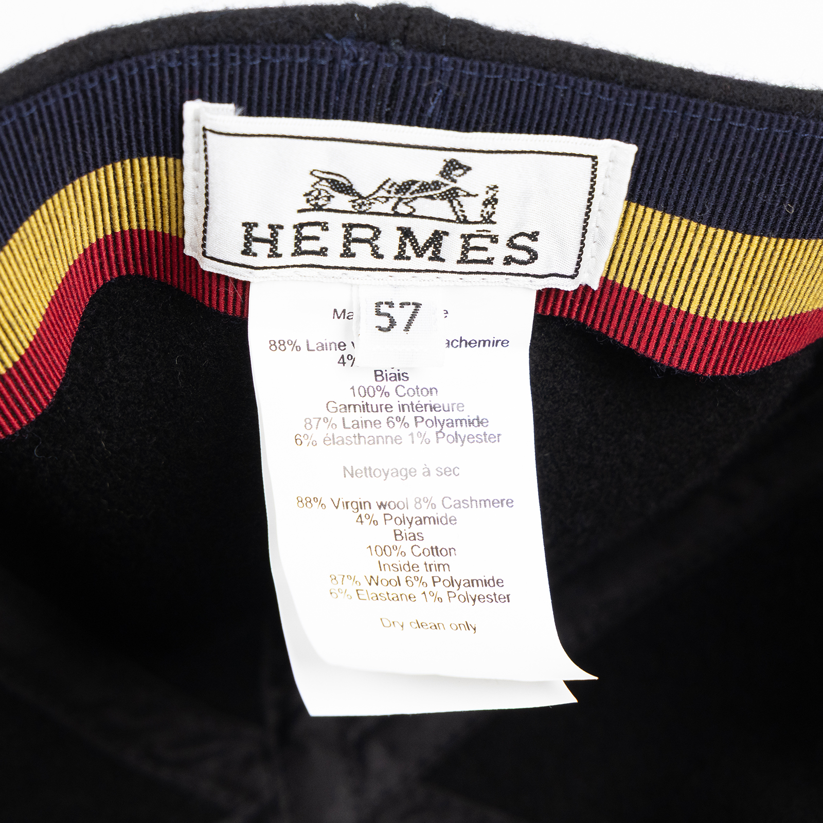 愛馬仕 Hermes Lin Rocabar cap 休閒帽 黑色 H252031Nv0257  黑羊毛帽子#57 無附屬品