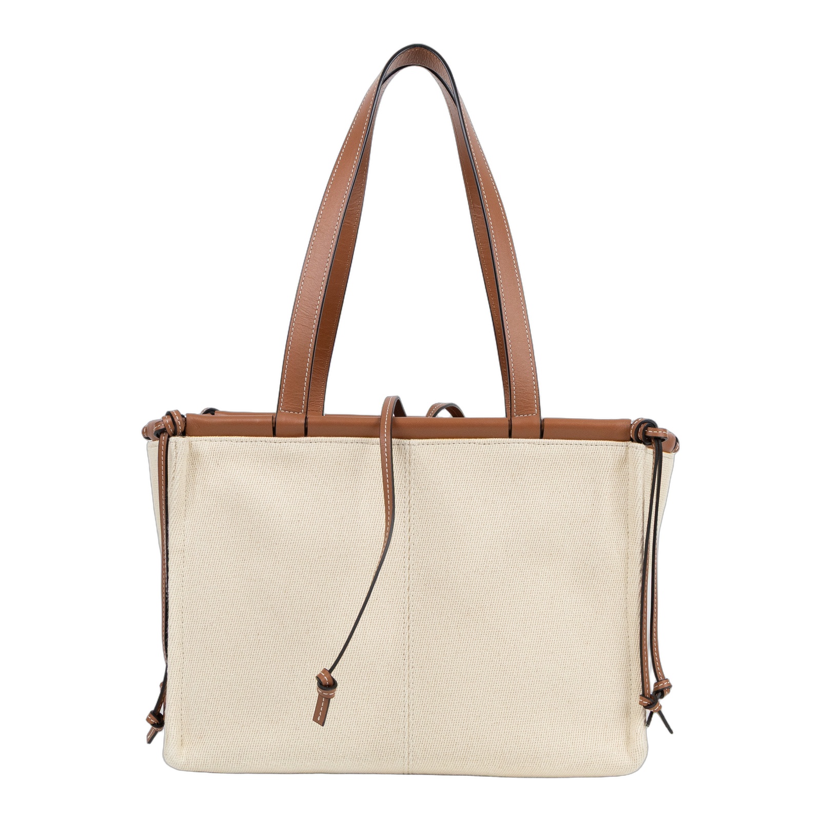 羅意威 LOEWE Cushion Tote Small 托特包 肩背包 330.02AA93 米白棕帆布CUSHION TOTE SMALL 防塵袋/購買證明
