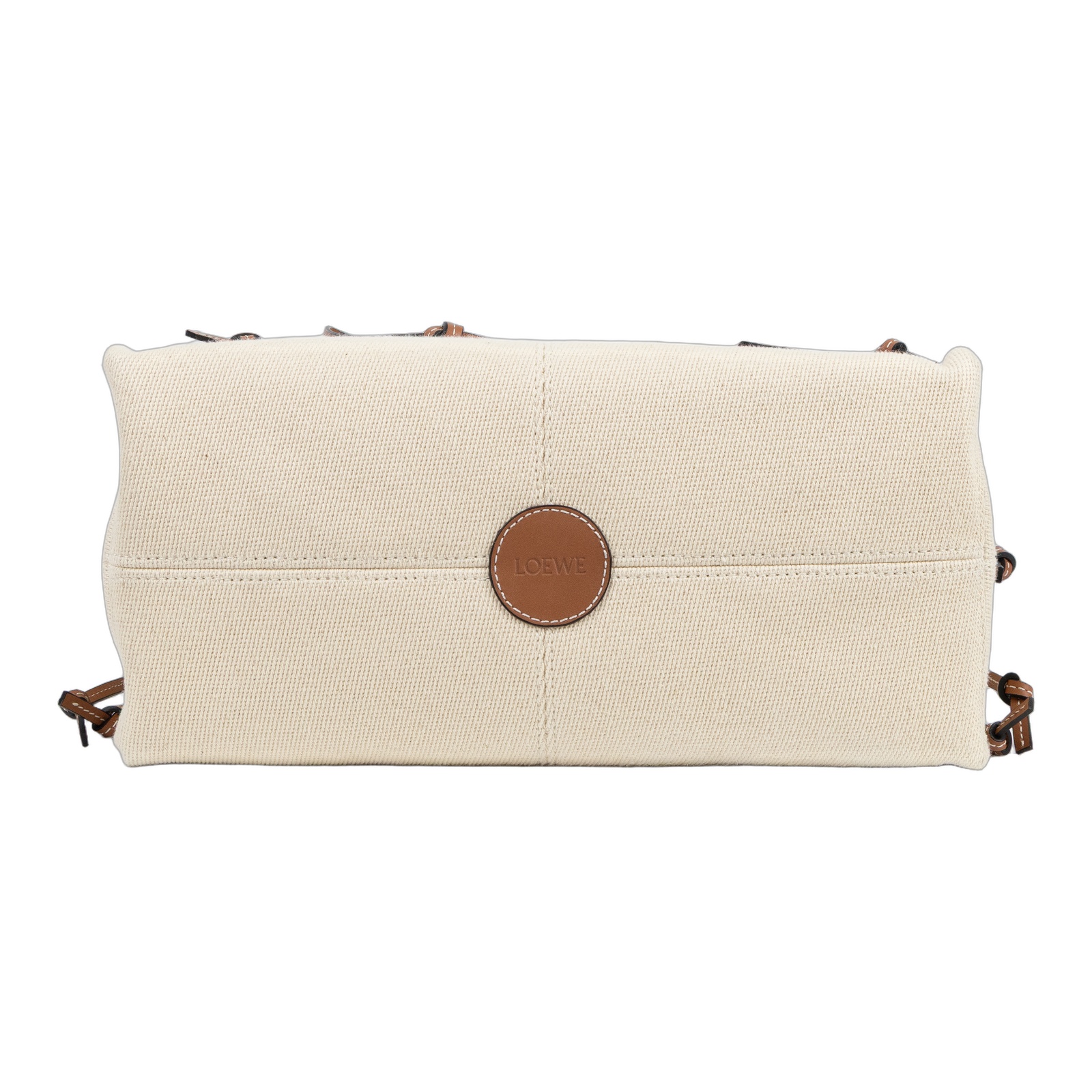 羅意威 LOEWE Cushion Tote Small 托特包 肩背包 330.02AA93 米白棕帆布CUSHION TOTE SMALL 防塵袋/購買證明