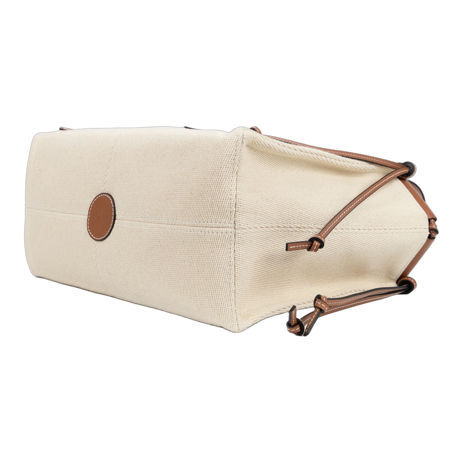 羅意威 LOEWE Cushion Tote Small 托特包 肩背包 330.02AA93 米白棕帆布CUSHION TOTE SMALL 防塵袋/購買證明